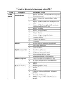 Tentative list: stakeholders and actors NDP
