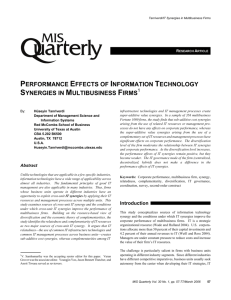 Performance Effects Of Information Technology Synergies In