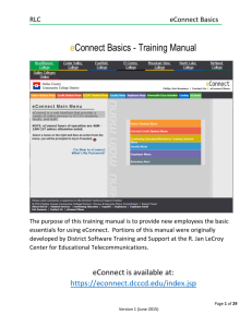 eConnect Basics - Training Manual