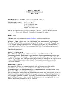 BIOTECHNOLOGY SC/BIOL 4290 4.0, Section A FALL 2013