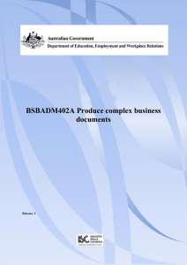 BSBADM402A Produce complex business documents