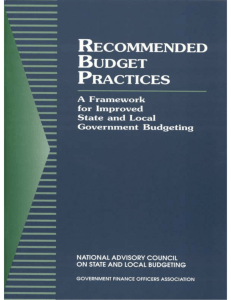 Recommended Budget Practices - Government Finance Officers