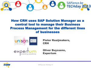 How CRH uses SAP Solution Manager as a central tool to manage