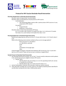 Protocol for HPV Vaccine Reminder