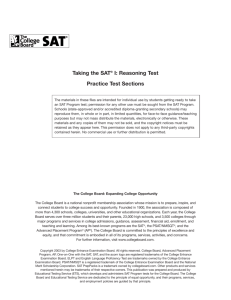 Taking the SAT® I: Reasoning Test Practice