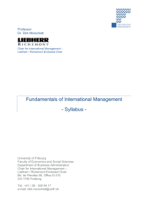 Fundamentals of International Management - Syllabus -