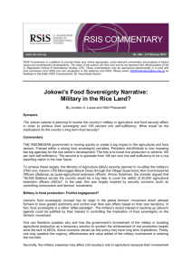 Jokowi's Food Sovereignty Narrative: Military in the Rice Land?