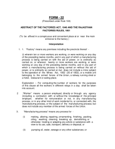 Abstract of the Factories Act, 1948 - Factories and Boilers Inspection