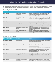 Cisco Live 2015 Melbourne Broadcast Schedule