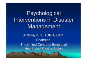 Psychological Interventions in Disaster Management