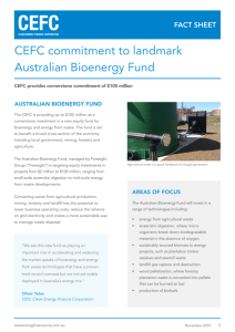 Australian Bioenergy Fund - Clean Energy Finance Corporation