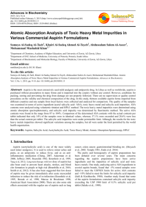 Atomic Absorption Analysis of Toxic Heavy Metal Impurities in