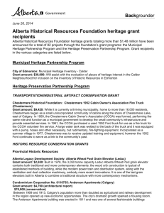 Alberta Historical Resources Foundation heritage grant recipients