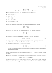 Math 2401 (K1-K3) 2/9/2015 Worksheet 7 Partial Derivatives, Chain