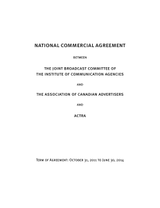 NATIONAL COmmERCIAL AGREEmENT