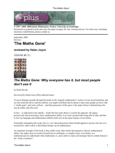 The Maths Gene - Millennium Mathematics Project
