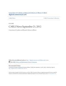 CARLI News September 21, 2012 - Consortium of Academic and