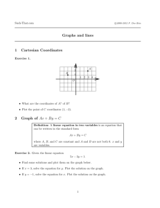 Graphs and lines 1 Cartesian Coordinates 2 Graph of Ax + By = C