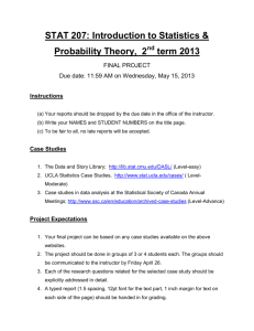 STAT 207: Introduction to Statistics & Probability Theory, 2 term 2013