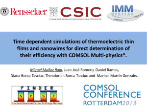 Time dependent simulations of thermoelectric thin films