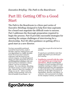 Path to the Boardroom Part 3