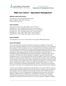 Operations Management (MBA Core Course)