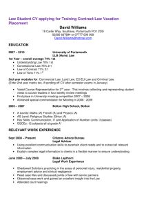 Law Student CV applying for Training Contract/Law Vacation