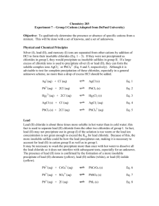 Chemistry 203 Experiment 7 – Group I Cations (Adapted from