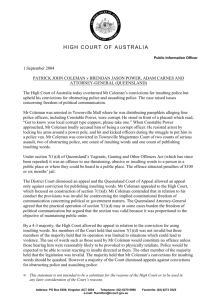 judgment summary - High Court of Australia