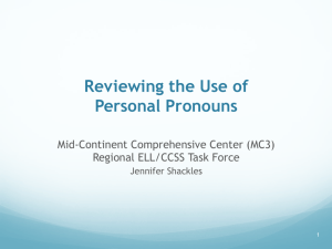 Reviewing the Use of Pronouns - South Central Comprehensive