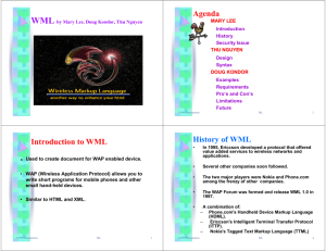 Agenda Introduction to WML History of WML