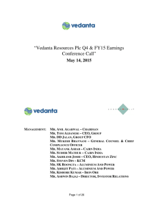 May 14, 2015 - Vedanta Resources