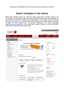 Search strategies in the Library - Department of Biological Sciences