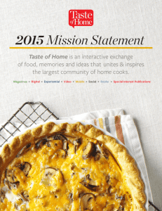 2015 Mission Statement Taste of Home