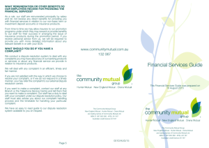 Financial Services Guide - The Community Mutual Group