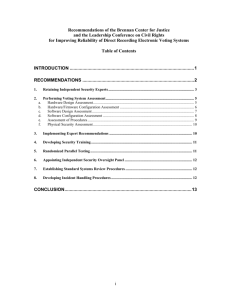 Outline for Preliminary Recommendations Report