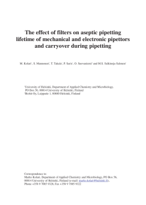 The effect of filters on aseptic pipetting lifetime of mechanical