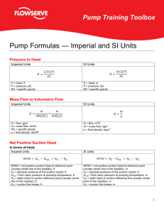 Pump Formulas — Imperial and SI Units