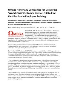 Omega Honors 30 Companies for Delivering 'World