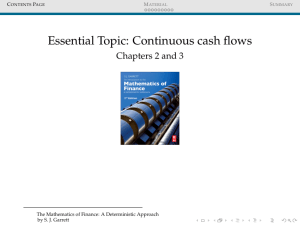 Essential Topic: Continuous cash flows
