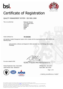 Molecular Devices ISO9001:2008 Certificate
