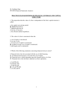 practice exam questions on financial leverage