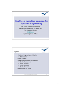 SysML – a modeling language for Systems Engineering
