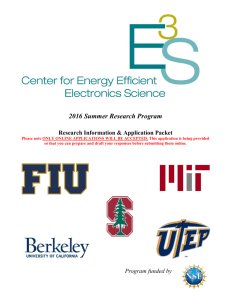 2016 Summer Research Program - Center for Energy Efficient