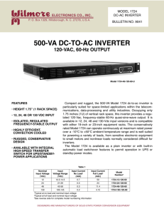 500-VA DC-TO-AC INVERTER - Wilmore Electronics Co., Inc.
