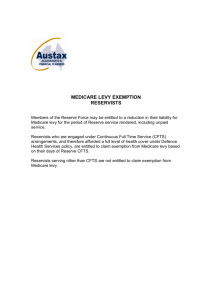 MEDICARE LEVY EXEMPTION RESERVISTS