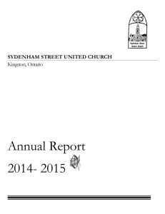 Annual Report 2014- 2015 - Sydenham Street United Church