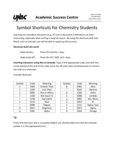 Symbol Shortcuts for Chemistry Students