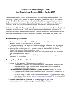 (SI) Leader Job Description & Responsibilities – Spring 2015