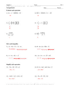 Infinite Algebra 1 - Assignment